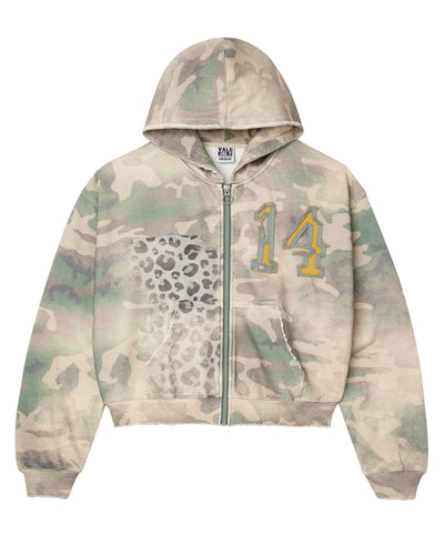 Vale Forever Camo Cheetah Zip Up Hoodie